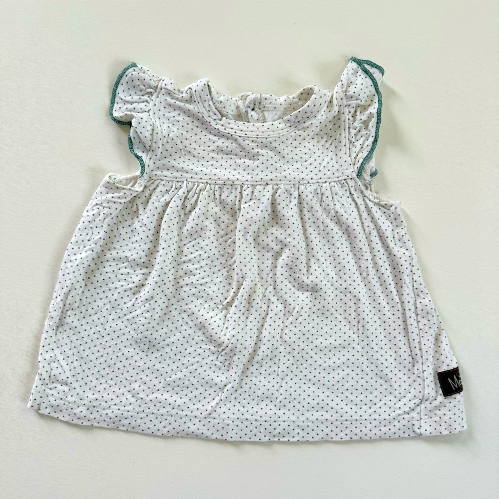 Matilda Jane Polka Dots Sleeveless Ruffle White Top  Size 0-3 Months Flowy